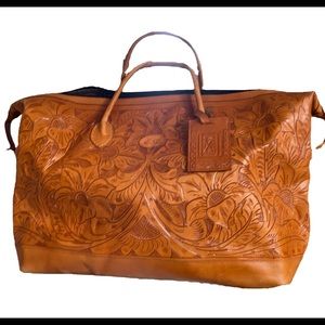JW XL Leather Bag Embossed Floral Mexico